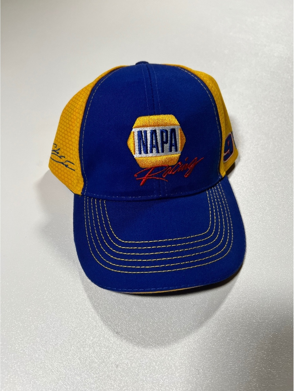 Vintage NAPA Racing NASCAR Hat Blue Yellow Number 9 Signature Snapback Cap